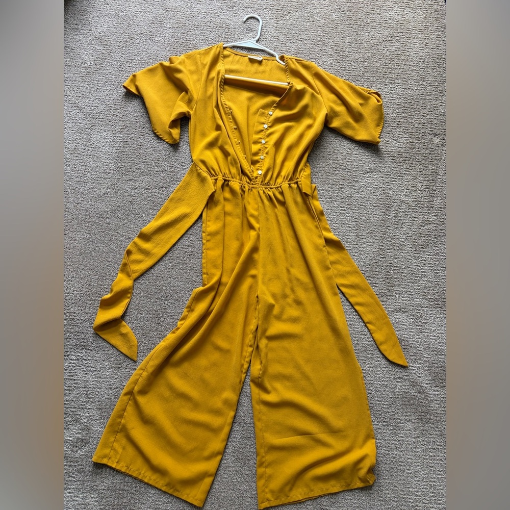 Roolee Mustard Button-Down Jumpsuit